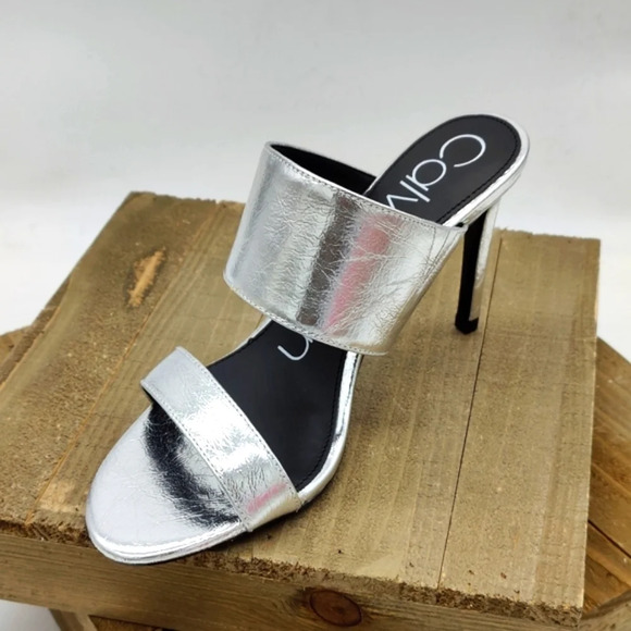 Calvin Klein Slide Heels / Silver Metallic / Size 7.5 - Picture 1 of 4